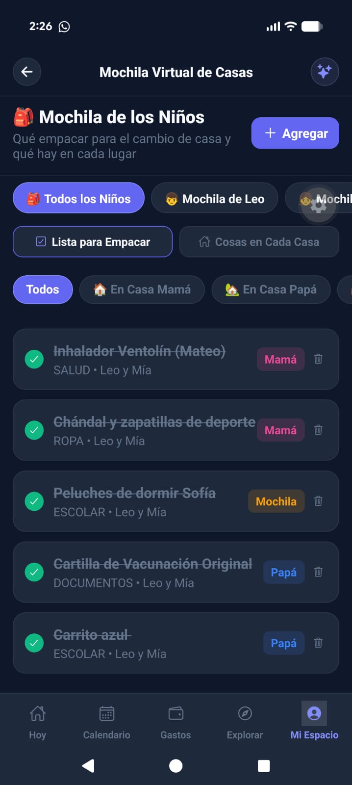 Mochila Virtual de Casas